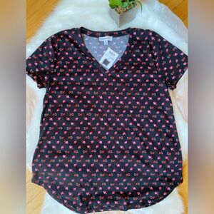 Short Sleeve Heart Print Tee